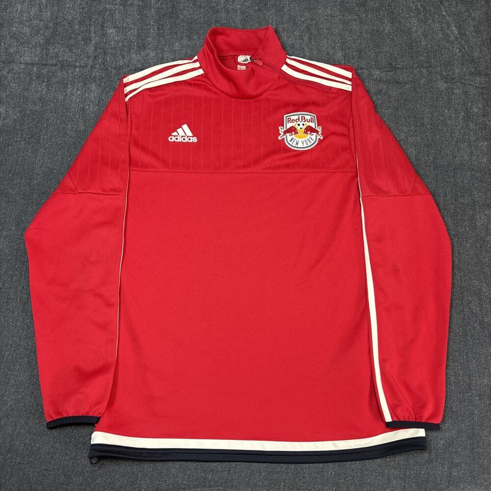New York Red Bulls Adidas Long Sleeve Training Top Jersey Large MLS Red